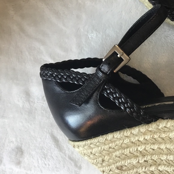 VIA SPIGA BLACK LEATHER WEDGES - Picture 6 of 7